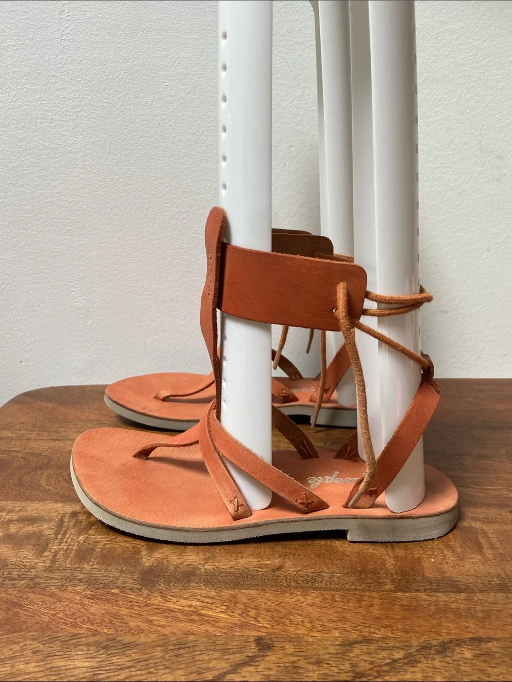 Free People Wraparound Tan Brown Leather Strappy Sandals